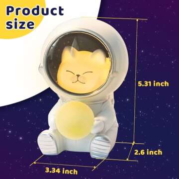 ALMOXVYE Astronaut Animal Night Light, Cute Spaceman LED Night Light Desktop Astronaut Cat Lamp, Nig...