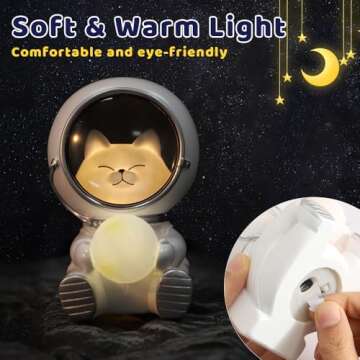 ALMOXVYE Astronaut Animal Night Light, Cute Spaceman LED Night Light Desktop Astronaut Cat Lamp, Night Light for Home Office Decoration