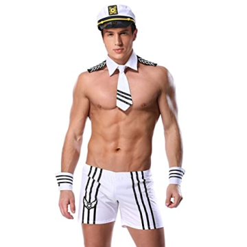QinMi Lover Men Sexy Sailor Costume Outfit for Date Nights