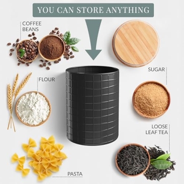 Farmhouse Kitchen Canister Set Metal Bamboo 3-Piece