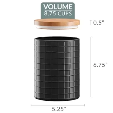 Farmhouse Kitchen Canister Set Metal Bamboo 3-Piece