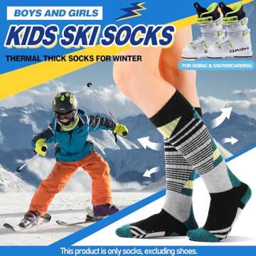 ANTSANG Kids Merino Wool Ski Socks for Boys Girls Teen Thermal Warm Thick Winter Hiking Knee High So...
