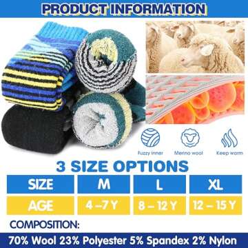 ANTSANG Kids Merino Wool Ski Socks Warm Cozy for Winter