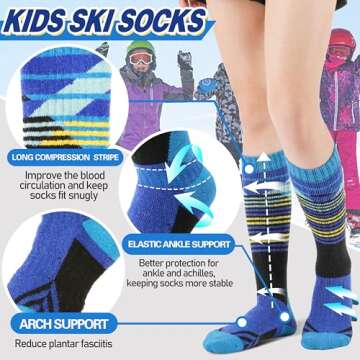 ANTSANG Kids Merino Wool Ski Socks Warm Cozy for Winter