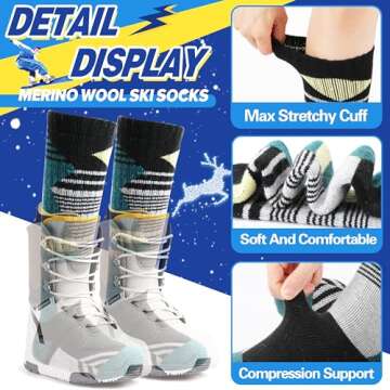 ANTSANG Kids Merino Wool Ski Socks Warm Cozy for Winter