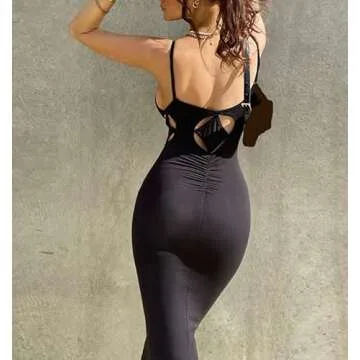 Trendy Spaghetti Strap Cut Out Maxi Dress for Summer