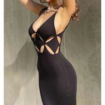 Trendy Spaghetti Strap Cut Out Maxi Dress for Summer