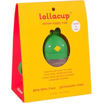 Lollaland Weighted Straw Sippy Cup for Baby: Lollacup - Transition Kids, Infant & Toddler Sippy Cup (6 months - 9 months) | Shark Tank Products | Lollacup (Green) w/ Straw Replacement Pack