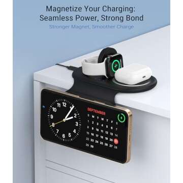 Consasy 3 in 1 Wireless Charging Station, Magnetic Wireless Charger, Foldable Charger 3 in 1, Travel Charger for iPhone 16/15/14/13/12 Series, AirPods Pro/3/2, iWatch 2-10/Ultra (Adapter Included)