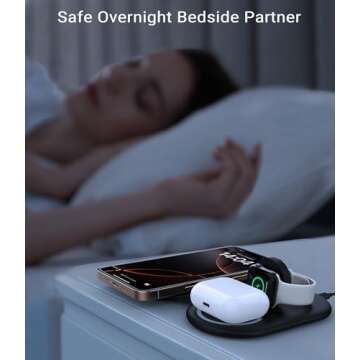 Consasy 3 in 1 Wireless Charging Station, Magnetic Wireless Charger, Foldable Charger 3 in 1, Travel Charger for iPhone 16/15/14/13/12 Series, AirPods Pro/3/2, iWatch 2-10/Ultra (Adapter Included)