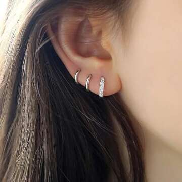 micuco Small Silver Hoop Earrings - Tiny Huggie Hoops for Everyday Wear