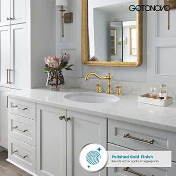 gotonovo Victorian 3 Hole Widespread Bathroom Sink Faucet with Pop Up Drain Golden