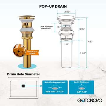 Elegant gotonovo Bathroom Sink Faucet with Pop Up Drain
