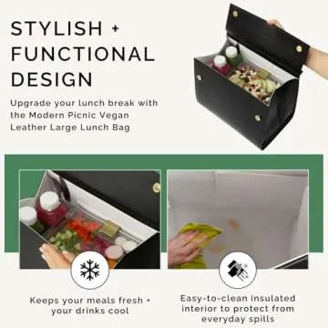 Elegant Vegan Leather Lunch Bag for Women