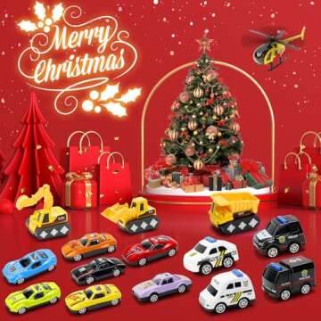 Advent Calendar 2024 Kids, 24 Days Christmas Countdown Calendar Alloy Cars Vehicles City Constructio...
