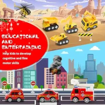 Advent Calendar 2024 Kids, 24 Days Christmas Countdown Calendar Alloy Cars Vehicles City Construction Toy Set - Xmas Christmas Vacation Advent Calendar Party Favor Toys Gift for Kids Boys Toddlers