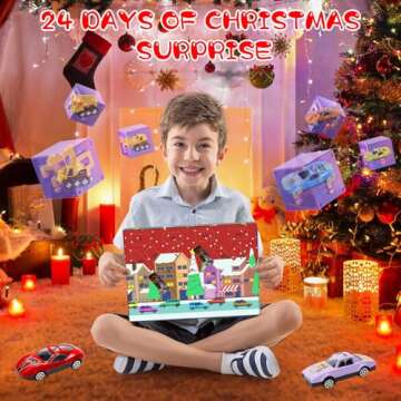 Advent Calendar 2024 Kids, 24 Days Christmas Countdown Calendar Alloy Cars Vehicles City Construction Toy Set - Xmas Christmas Vacation Advent Calendar Party Favor Toys Gift for Kids Boys Toddlers