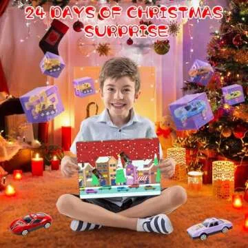 Advent Calendar 2024 Kids, 24 Days Christmas Countdown Calendar Alloy Cars Vehicles City Construction Toy Set - Xmas Christmas Vacation Advent Calendar Party Favor Toys Gift for Kids Boys Toddlers
