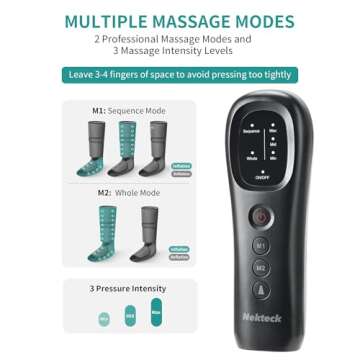 Nekteck Leg Massager with Air Compression for Circulation and Relaxation, Foot and Calf Massage Machine with Hand-held Controller, Adjustable Leg Wraps for Home and Office Use - FSA HSA Eligible