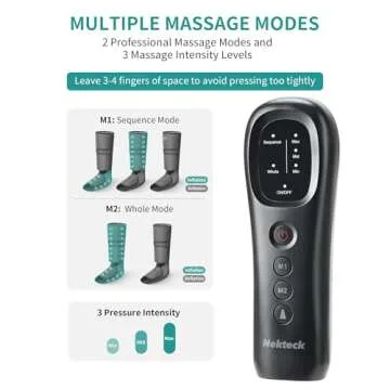 Nekteck Leg Massager with Air Compression for Circulation and Relaxation, Foot and Calf Massage Machine with Hand-held Controller, Adjustable Leg Wraps for Home and Office Use - FSA HSA Eligible
