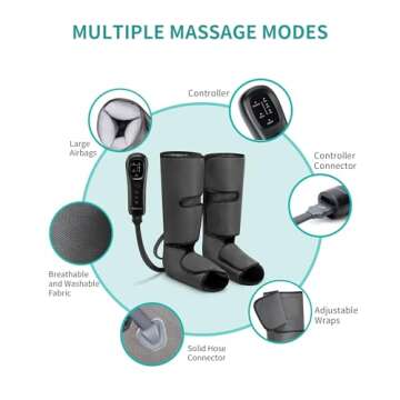 Nekteck Leg Massager with Air Compression for Circulation and Relaxation, Foot and Calf Massage Machine with Hand-held Controller, Adjustable Leg Wraps for Home and Office Use - FSA HSA Eligible