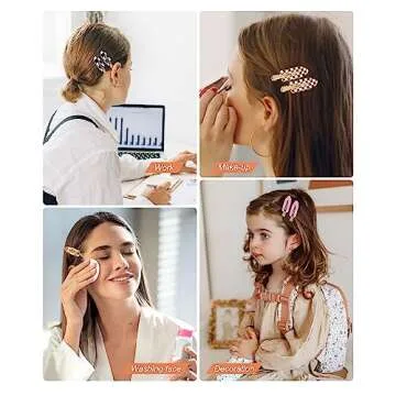 DF DUALFERV Hair Clip (No Crease), 18 Pcs Checkerboard No Bend Hair Clips, Acrylic Resin Styling Makeup Creaseless Hair Clips, Flat Hair Clips for Women Girls