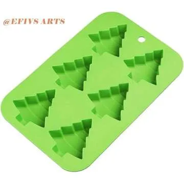 Efivs Arts 6 Christmas Tree Silicone Cake Baking Mold Cake Pan Handmade Soap Moulds Biscuit Chocolate Ice Cube Tray DIY Mold