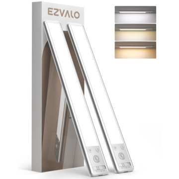 EZVALO Under Cabinet Lighting, 80 LED Motion Sensor Lights Indoor with 3 Color Temps, 1900mAh Rechar...