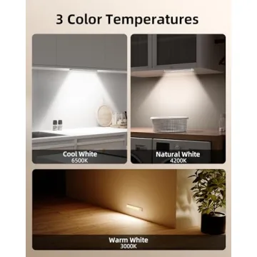 EZVALO Under Cabinet Lighting, 80 LED Motion Sensor Lights Indoor with 3 Color Temps, 1900mAh Rechargeable Under Cabinet Lights Wireless, Dimmable Under Counter Lights for Kitchen, Closet (2 Pack)