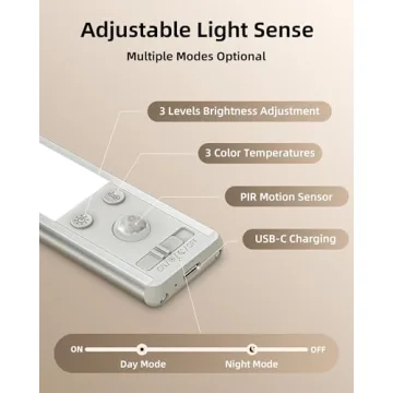 EZVALO Under Cabinet Lighting, 80 LED Motion Sensor Lights Indoor with 3 Color Temps, 1900mAh Rechargeable Under Cabinet Lights Wireless, Dimmable Under Counter Lights for Kitchen, Closet (2 Pack)