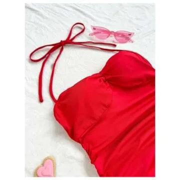 Milumia Spaghetti Strap Asymmetrical Mini Dress Red