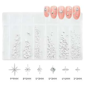400PCS Star Nail Charms 3D Gold Silver Star Nail Charms, Metallic Star Studs Nail Jewelry Rhinestones Decorations, Manicure Kit Nails Art Supplies Accessories for Women Girls Acrylic Nails