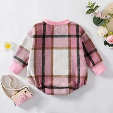 DNOMAID Baby Plaid Flannel Romper for Comfort & Style