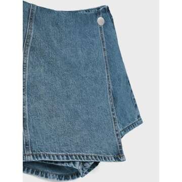 PLNOTME Womens Denim Skorts High Waisted Casual Summer Asymmetrical Hem Criss Cross Jean Skirt Shorts