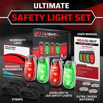 GearLight S1 LED Safety Lights Bike Taillights [4 Pack] - Clip-On for Boat, Bike, Dog & Runners