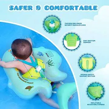 No Flip Over Baby Pool Float with Sun Canopy and Safety Support