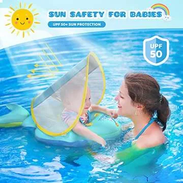 No Flip Over Baby Pool Float with Sun Canopy and Safety Support