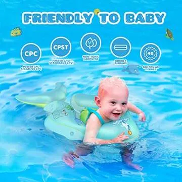 No Flip Over Baby Pool Float with Sun Canopy and Safety Support