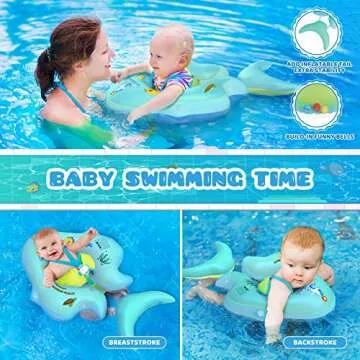 No Flip Over Baby Pool Float with Sun Canopy and Safety Support