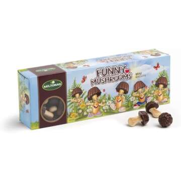 Miltonas Mini Mushroom Shaped Chocolate Cookies - Funny Chocolate Mushrooms Great for Weddings, Anniversaries & Birthday’s - Crunchy Bite Sized Pieces (Pack of 3)