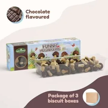 Miltonas Mini Mushroom Shaped Chocolate Cookies - Funny Chocolate Mushrooms Great for Weddings, Anniversaries & Birthday’s - Crunchy Bite Sized Pieces (Pack of 3)