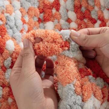 MABOZOO Tie Dye Chunky Yarn for Crocheting 8 Pack,Fluffy Jumbo Chenille Yarn,Soft Plush Yarn Bulky,Giant Thick Fuzzy Yarn for Hand Knitting or Arm Knitting,Orange & Grey (29 yds,8 oz Each Skein)