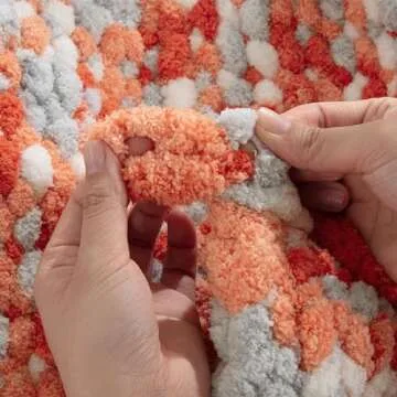 MABOZOO Tie Dye Chunky Yarn for Crocheting 8 Pack,Fluffy Jumbo Chenille Yarn,Soft Plush Yarn Bulky,Giant Thick Fuzzy Yarn for Hand Knitting or Arm Knitting,Orange & Grey (29 yds,8 oz Each Skein)