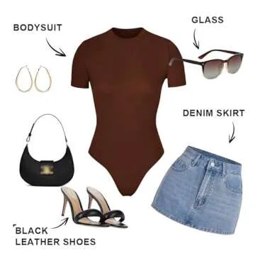 SHAPERX Women's Soft Bodysuit with Thong Design - Cocoa