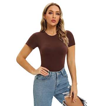 SHAPERX Women's Soft Bodysuit with Thong Design - Cocoa