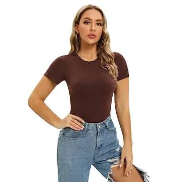 SHAPERX Women's Soft Bodysuit with Thong Design - Cocoa