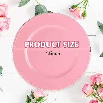 Gerrii 12 Pcs Metallic Bead Charger Plates 13 Inch Plastic Round Plates Bulk Wedding Beaded Chargers...