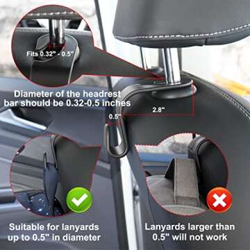 QIIYCCE Purse Hooks - 4 Pack Universal Auto Back Seat Hook Organizer for Purse, Coat, Car Interior A...