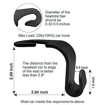 QIIYCCE Purse Hooks - 4 Pack Car Organizer for Bags