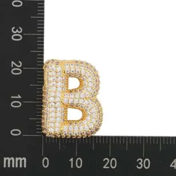 DIOWUS Bubble Letter Necklace Gold for Women，Charm Balloon Initial Letter Pendant Zirconia Inlaid Necklaces Fashion Gifts Jewelry (bubble letter-B)